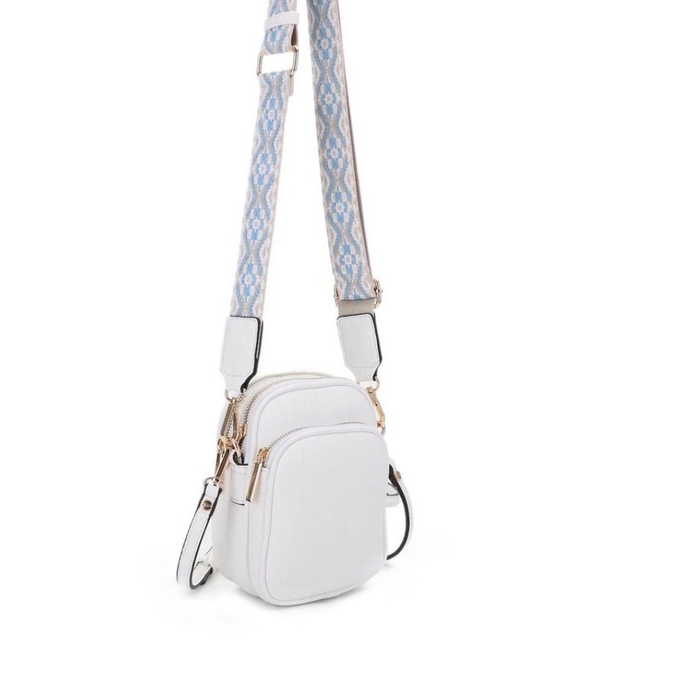 Mali & Lili Off-White Crossbody Bag with Patterned Strap